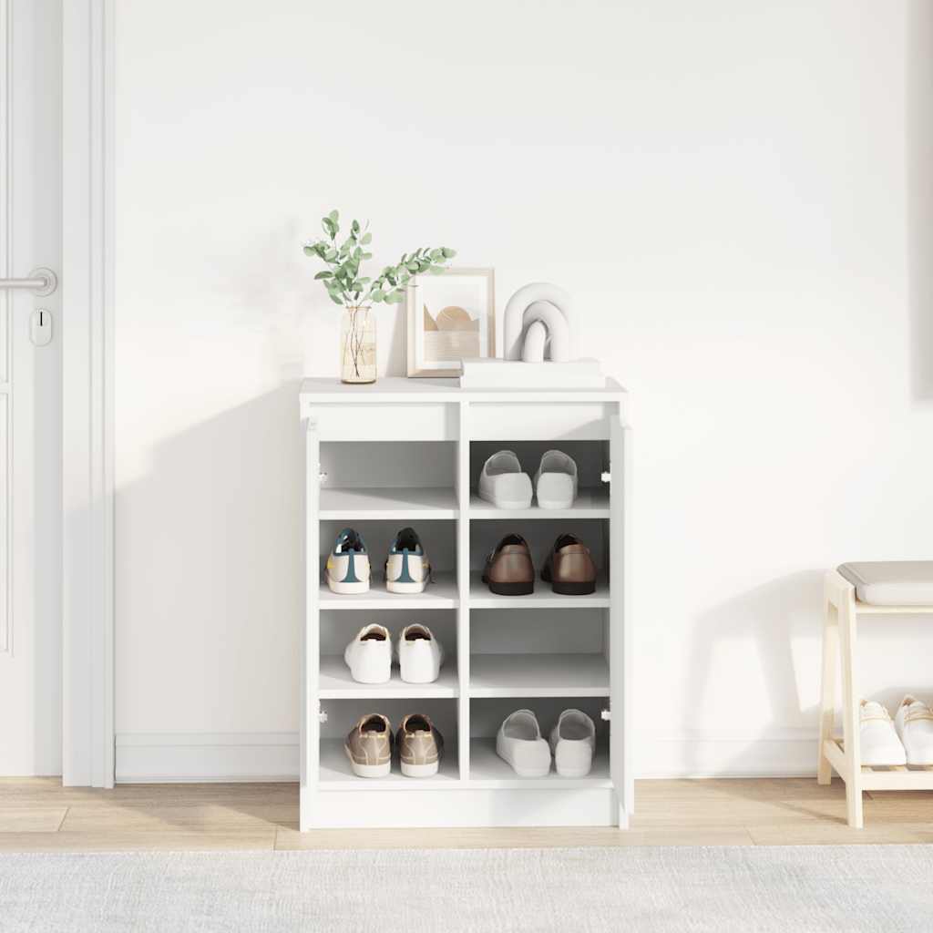 Skoskap hvit 57x34x76 cm konstruert tre