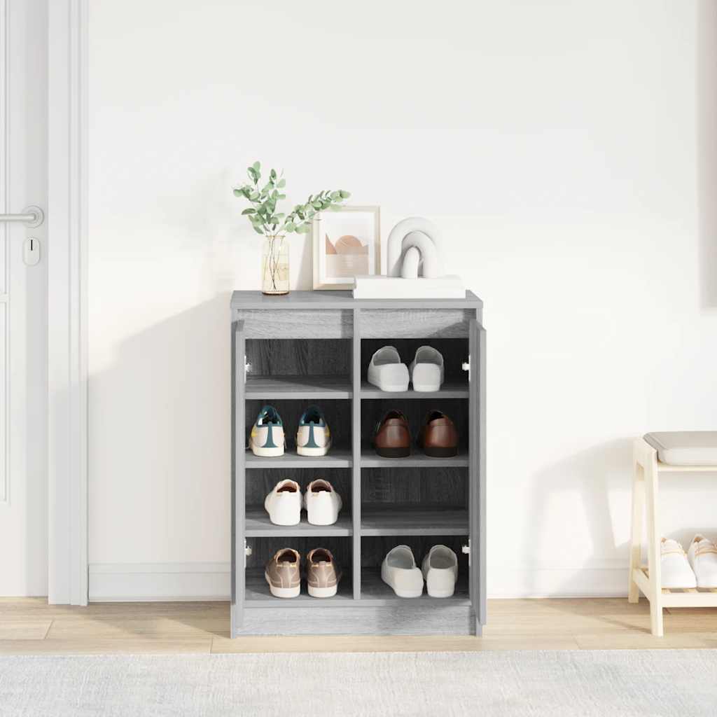 Skohylle grå sonoma 57x34x76 cm konstruert tre