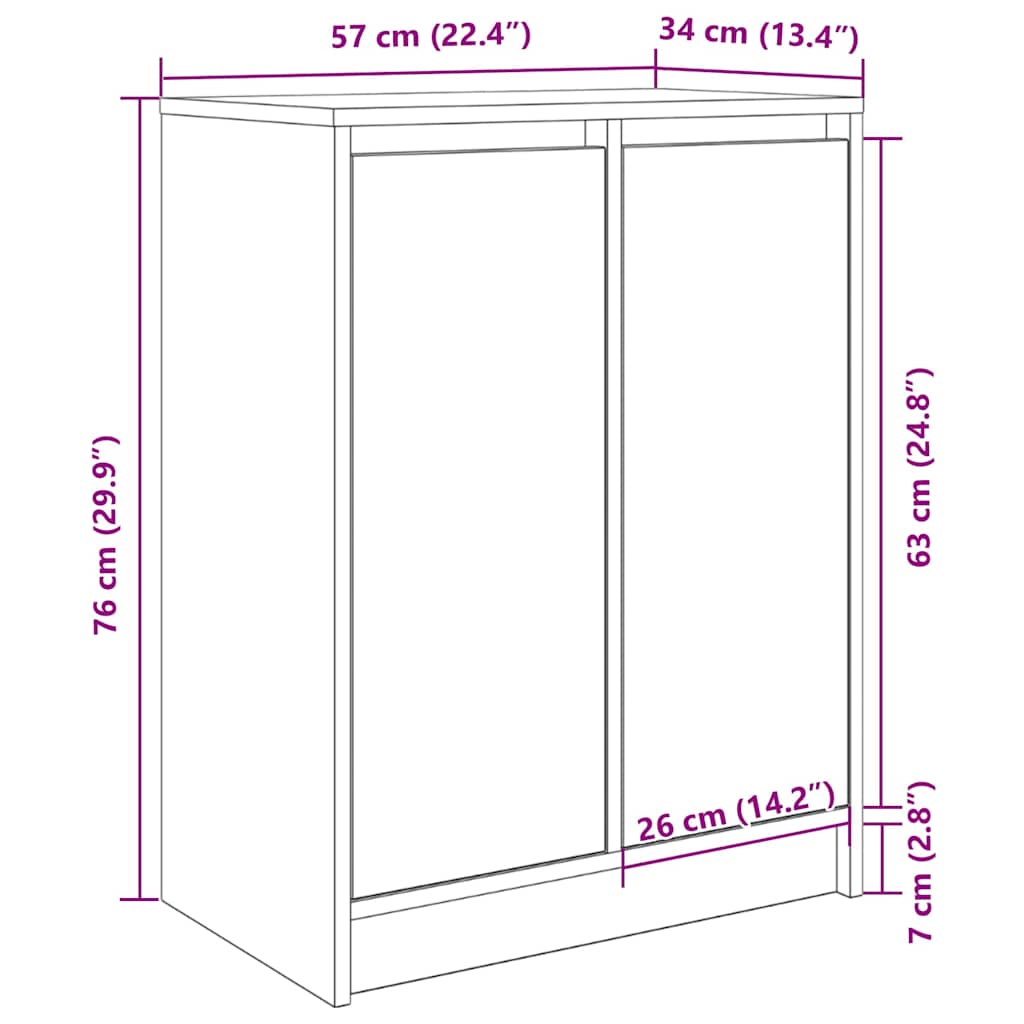 Skohylle grå sonoma 57x34x76 cm konstruert tre