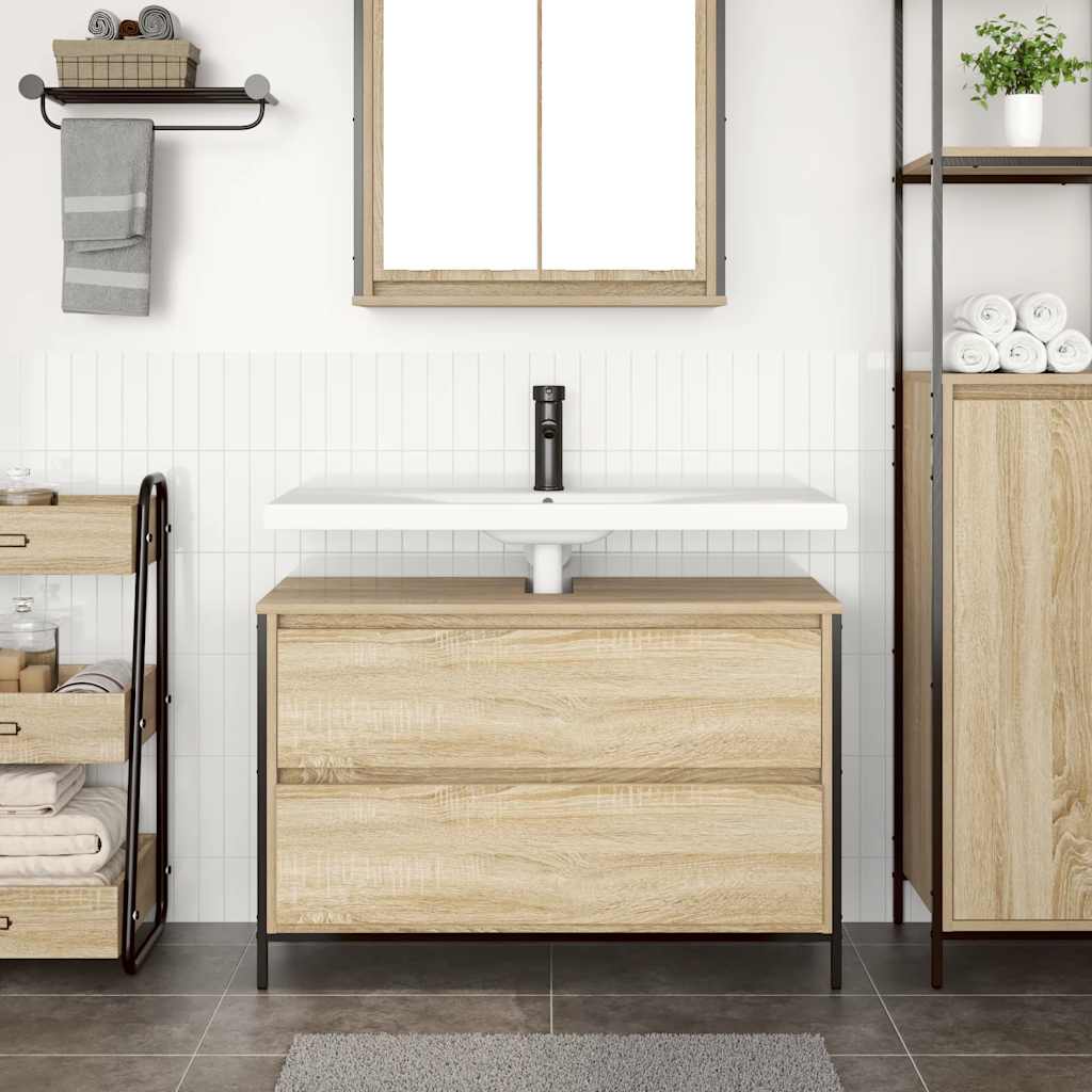 Baderomsservantskap med skuffer sonoma eik 90x34,5x60 cm