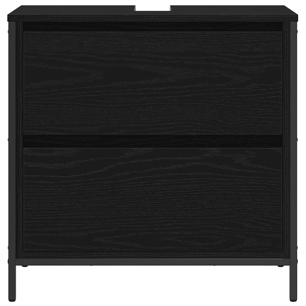 Baderomsservantskap med skuffer svart eik 60x34,5x60 cm