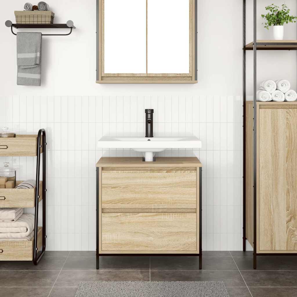 Baderomsservantskap med skuffer sonoma eik 60x34,5x60 cm