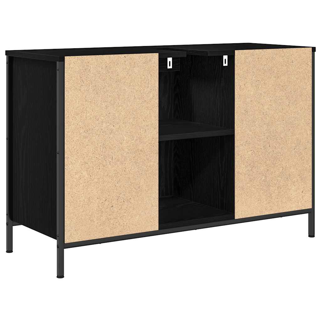 Servantskap med skuffer svart eik 90x34,5x60 cm vidaXL
