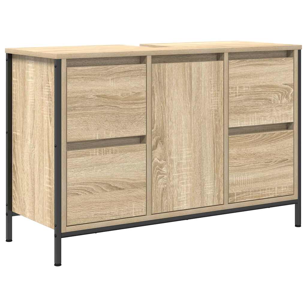 Servantskap med skuffer sonoma eik 90x34,5x60 cm