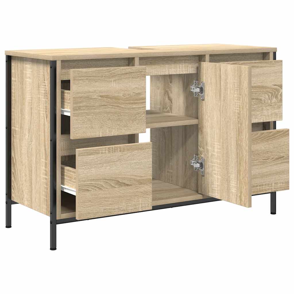Servantskap med skuffer sonoma eik 90x34,5x60 cm