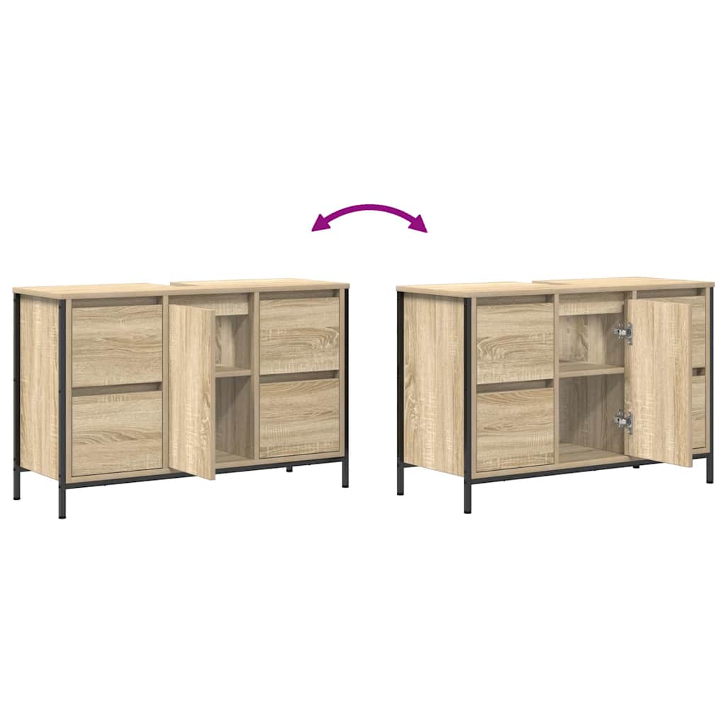 Servantskap med skuffer sonoma eik 90x34,5x60 cm