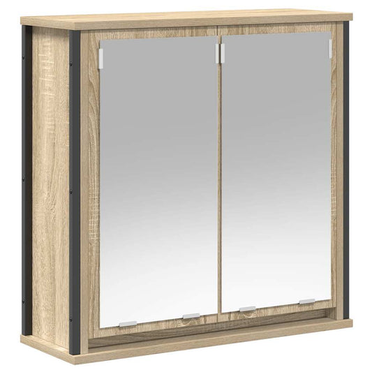 Baderoms veggskap med speil sonoma eik 60x21x60 cm
