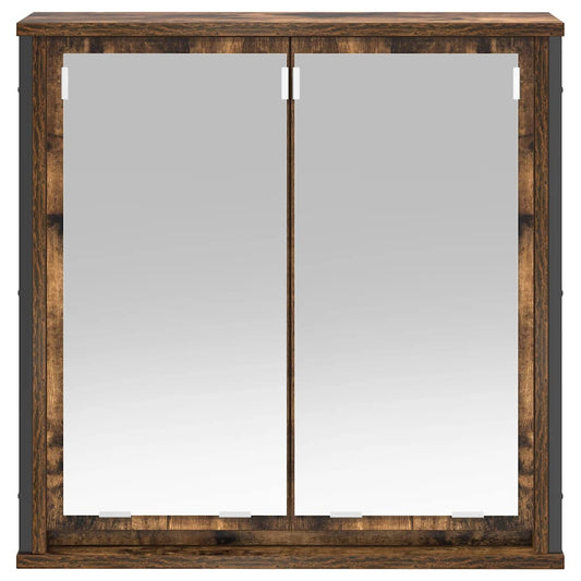 Baderoms veggskap med speil røkt eik 60x21x60 cm