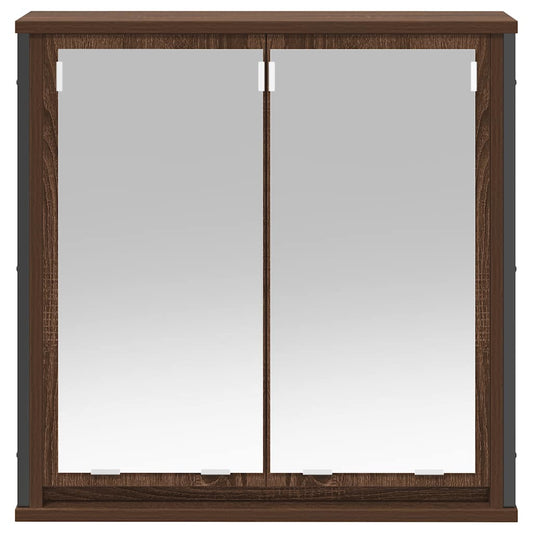 Baderoms veggskap med speil brun eik 60x21x60 cm