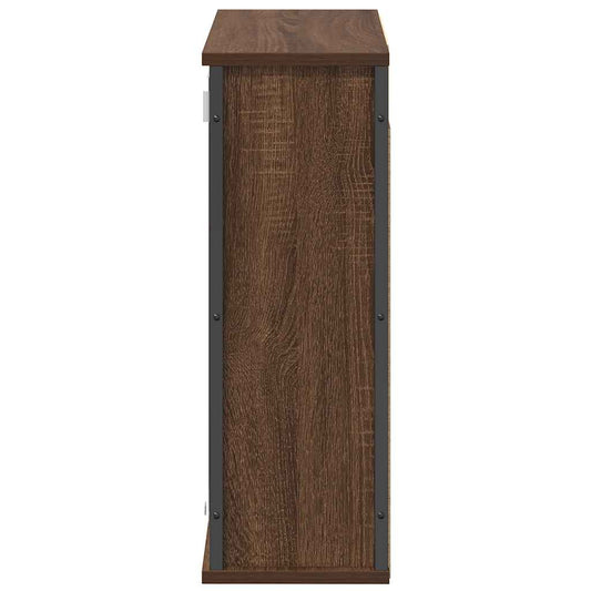 Baderoms veggskap med speil brun eik 60x21x60 cm