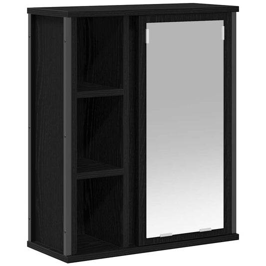 Baderoms veggskap med speil svart eik 50x21x60 cm vidaXL