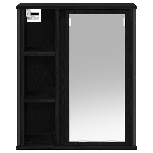 Baderoms veggskap med speil svart eik 50x21x60 cm vidaXL