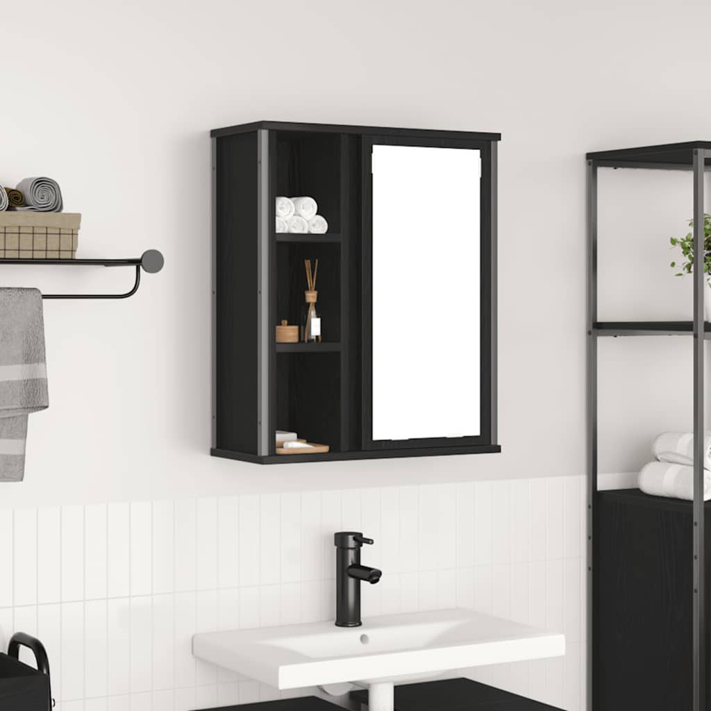 Baderoms veggskap med speil svart eik 50x21x60 cm vidaXL