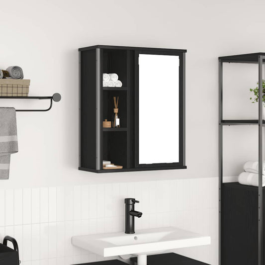 Baderoms veggskap med speil svart eik 50x21x60 cm vidaXL