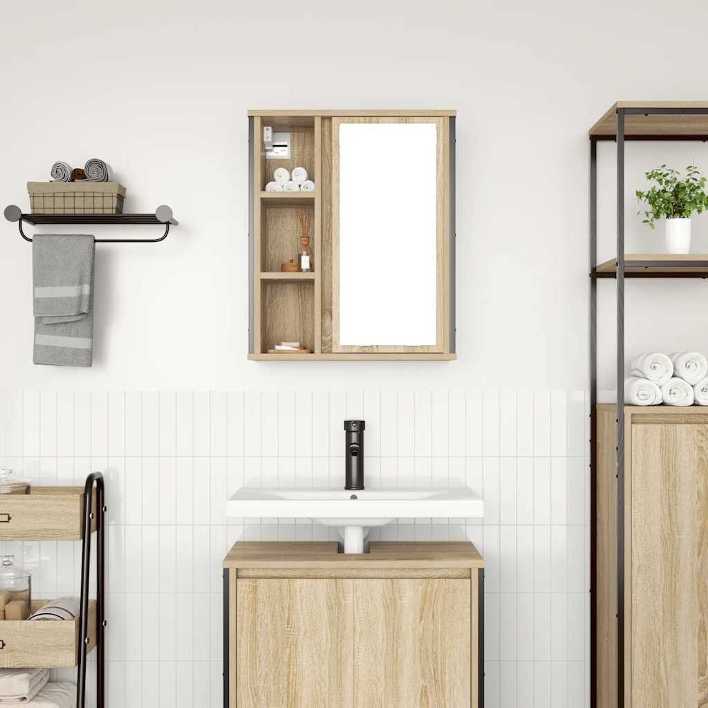 Baderomsskap med speil sonoma eik 50x21x60 cm vidaXL