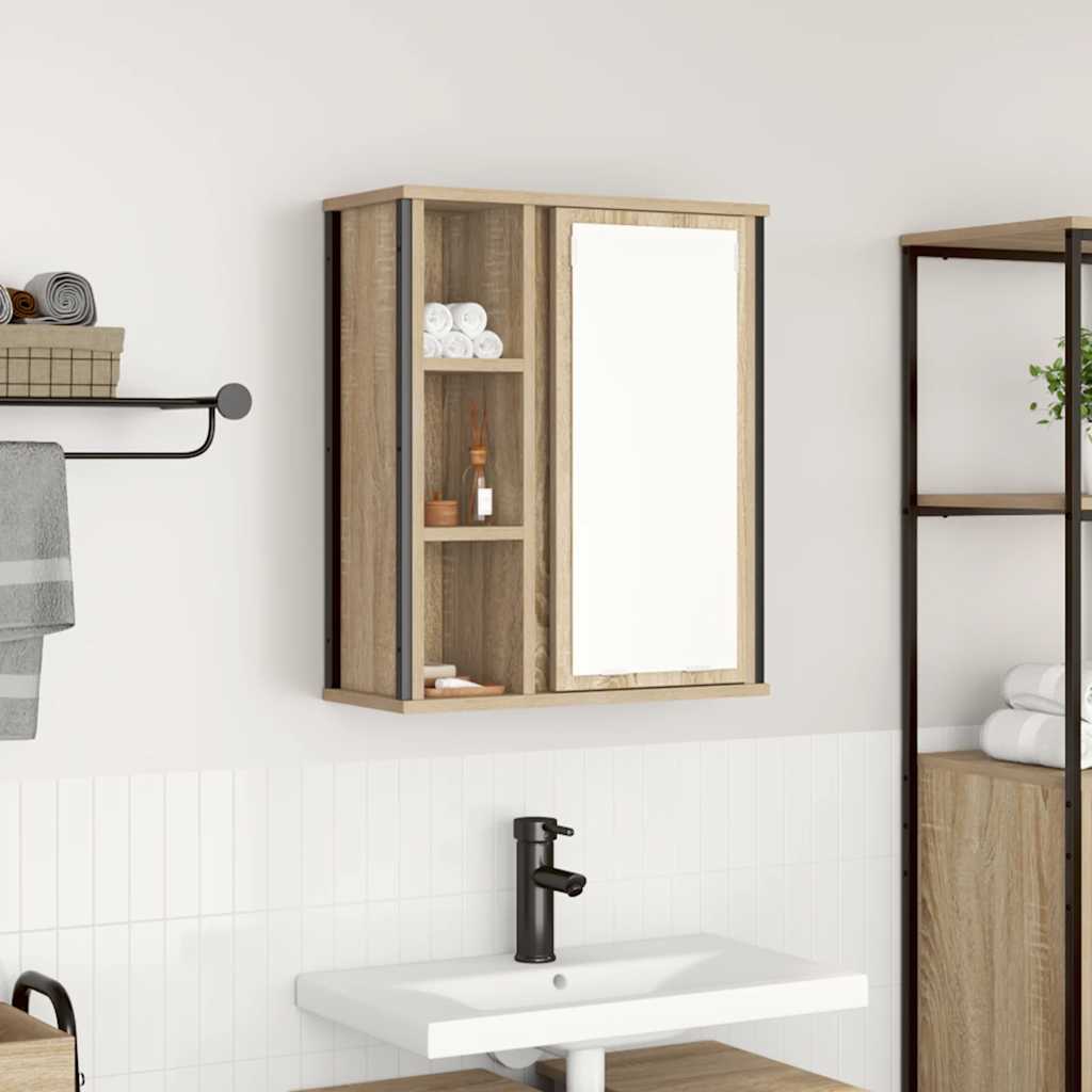 Baderomsskap med speil sonoma eik 50x21x60 cm vidaXL
