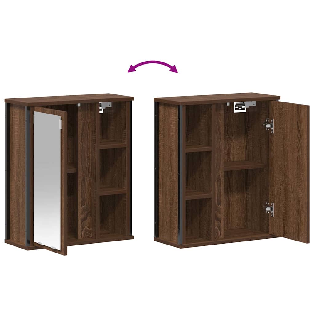Baderoms veggskap med speil brun eik 50x21x60 cm vidaXL