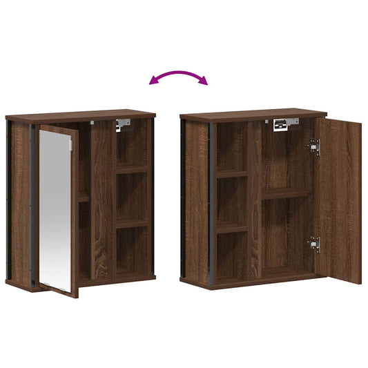 Baderoms veggskap med speil brun eik 50x21x60 cm vidaXL