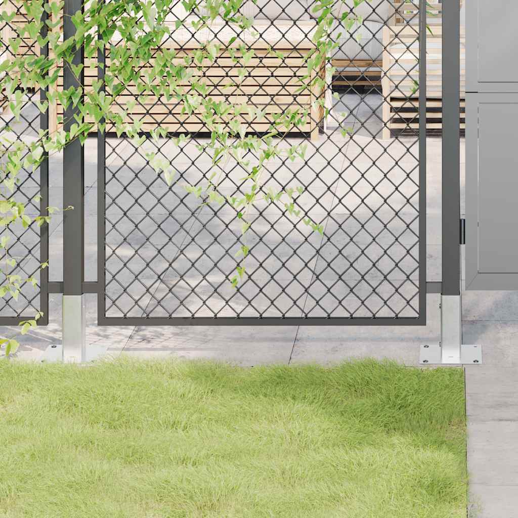 Stolpebunner firkantet 4 stk sølv 46x46 mm galvanisert stål