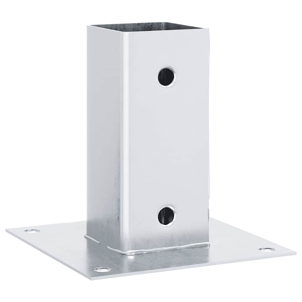 Stolpebunner firkantet 4 stk sølv 61x61 mm galvanisert stål
