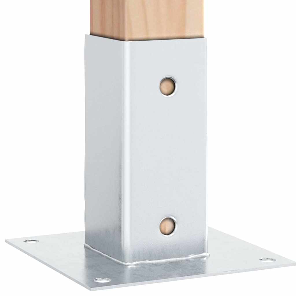Stolpebunner firkantet 4 stk sølv 61x61 mm galvanisert stål