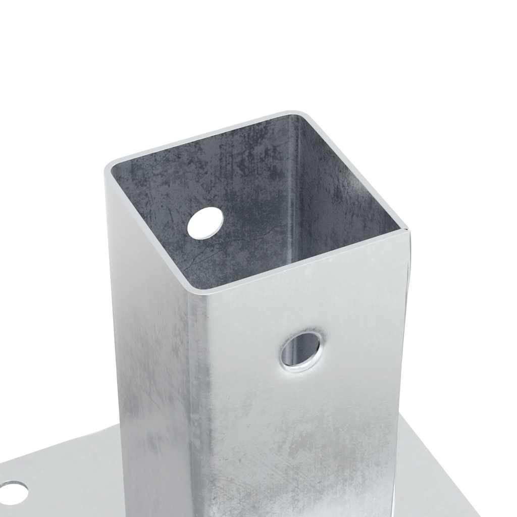 Stolpebunner firkantet 12 stk sølv 71x71 mm galvanisert stål