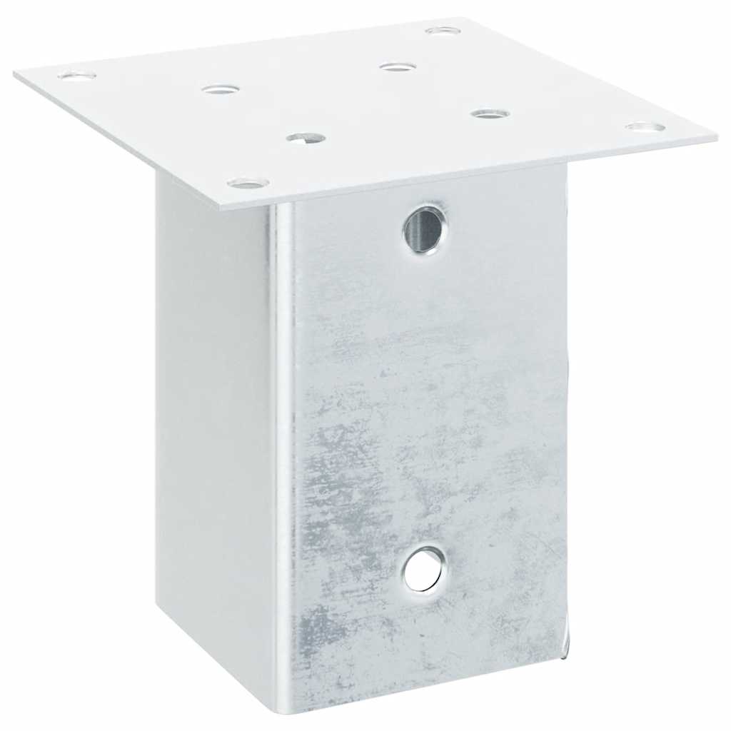 Stolpebunner firkantet 4 stk sølv 81x81 mm galvanisert stål