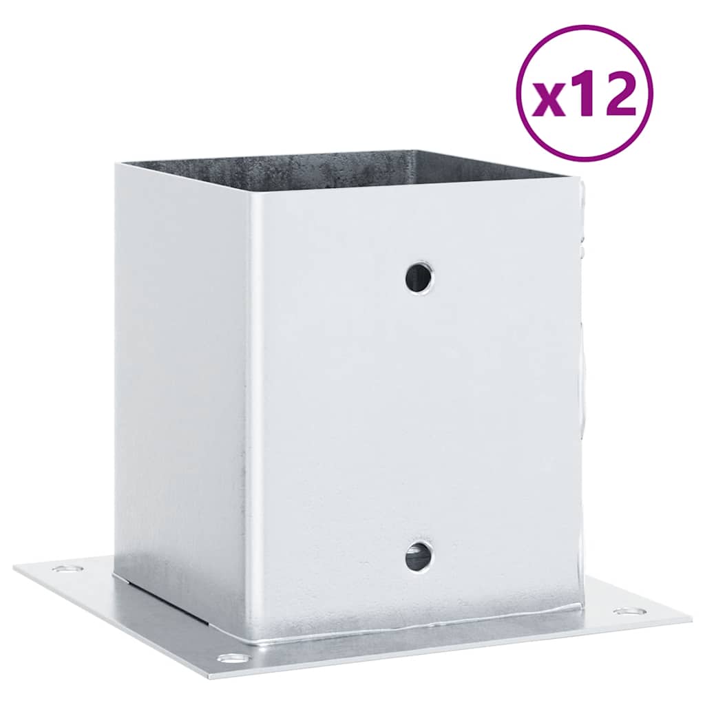 Stolpebunner firkantet 12 stk sølv 101x101 mm galvanisert stål