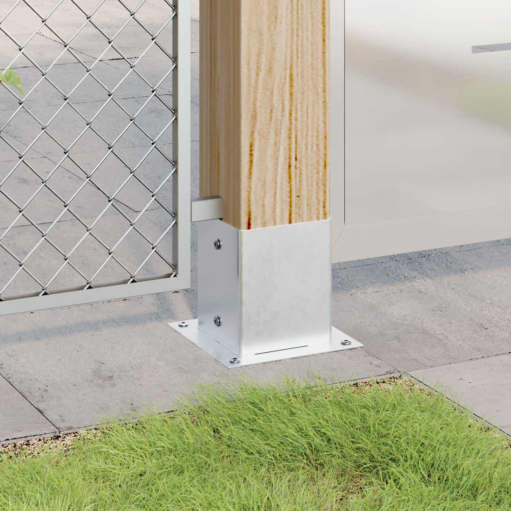 Stolpebunner firkantet 12 stk sølv 101x101 mm galvanisert stål