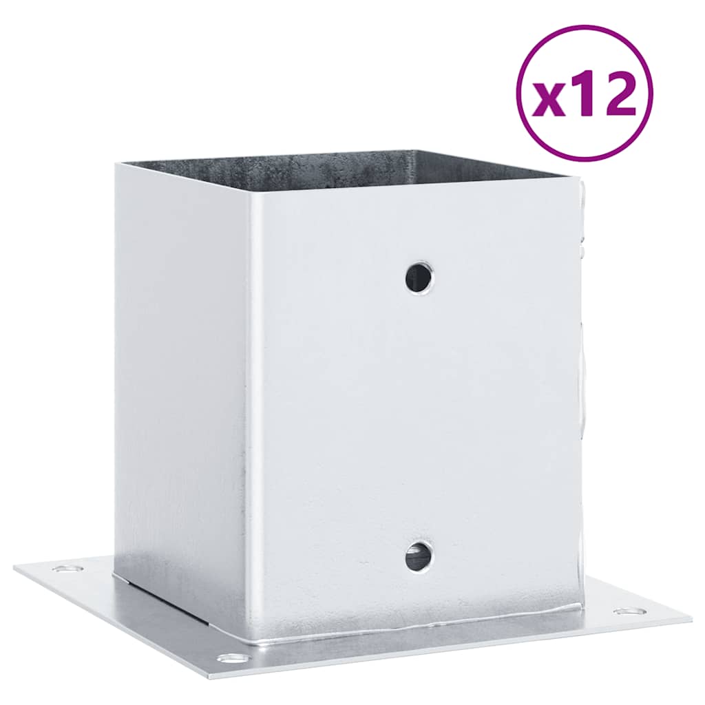 Stolpebunner firkantet 12 stk sølv 121x121 mm galvanisert stål
