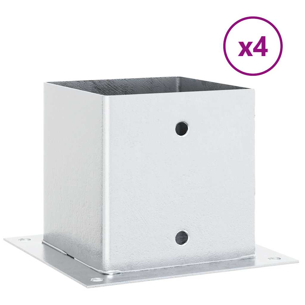 Stolpebunner firkantet 4 stk sølv 141x141 mm galvanisert stål