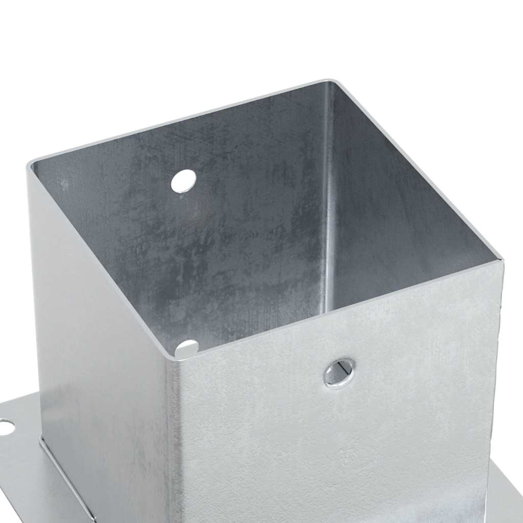 Stolpebunner firkantet 4 stk sølv 141x141 mm galvanisert stål