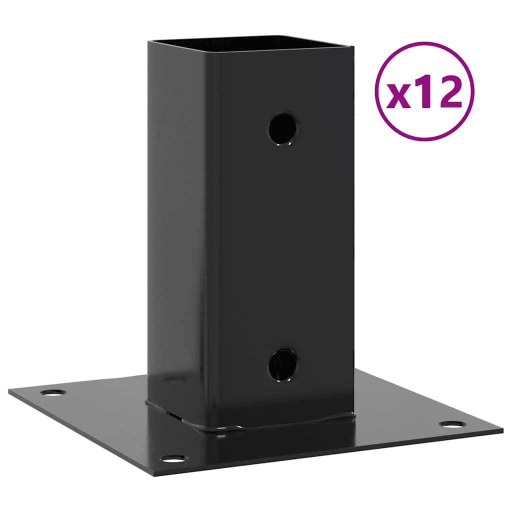Stolpebunner firkantet 12 stk 71x71 mm pulverlakkert stål