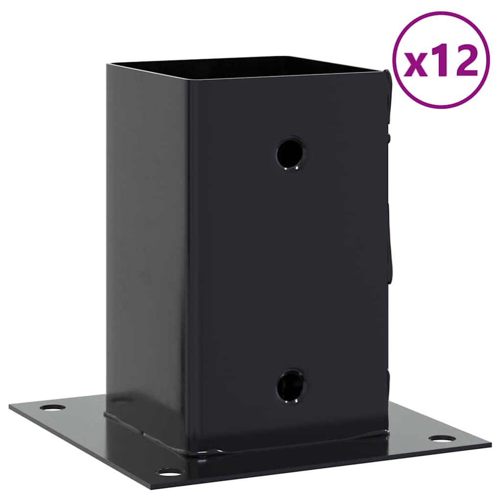 Stolpebunner firkantet 12 stk 81x81 mm pulverlakkert stål