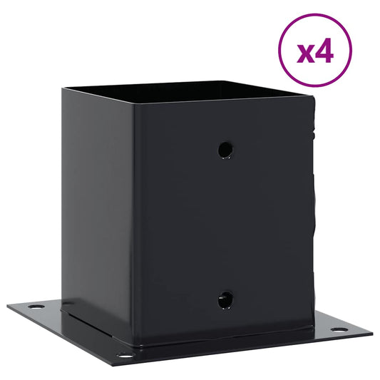Stolpebunner firkantet 4 stk 101x101 mm pulverlakkert stål