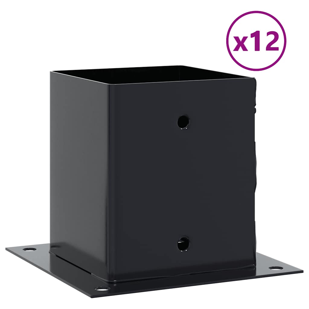 Stolpebunner firkantet 12 stk 101x101 mm pulverlakkert stål