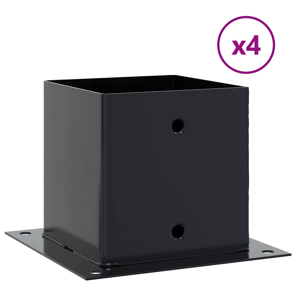 Stolpebunner firkantet 4 stk 141x141 mm pulverlakkert stål