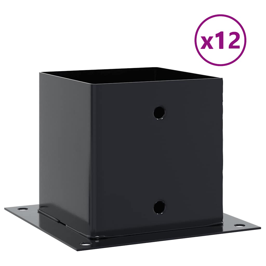 Stolpebunner firkantet 12 stk 141x141 mm pulverlakkert stål