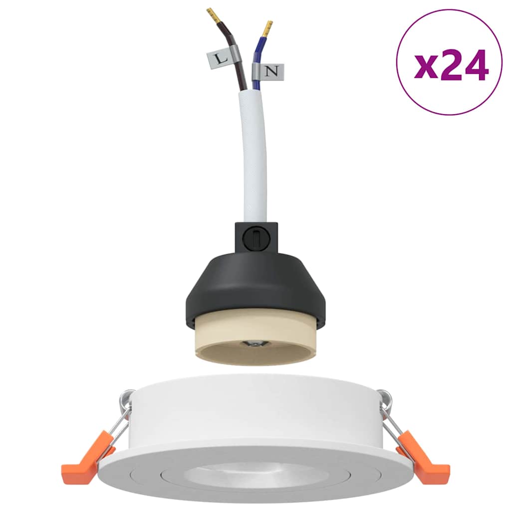 Spotlight 24 pcs Hvit 9 x 9 x 2 cm Aluminium