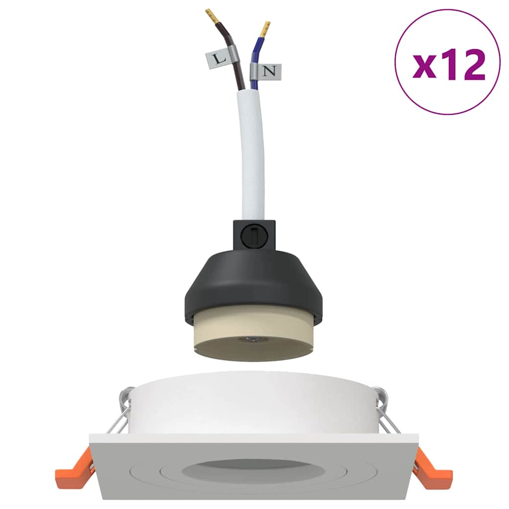 Spotlights med søkelys 12 pcs Hvit 9 x 9 x cm Aluminium