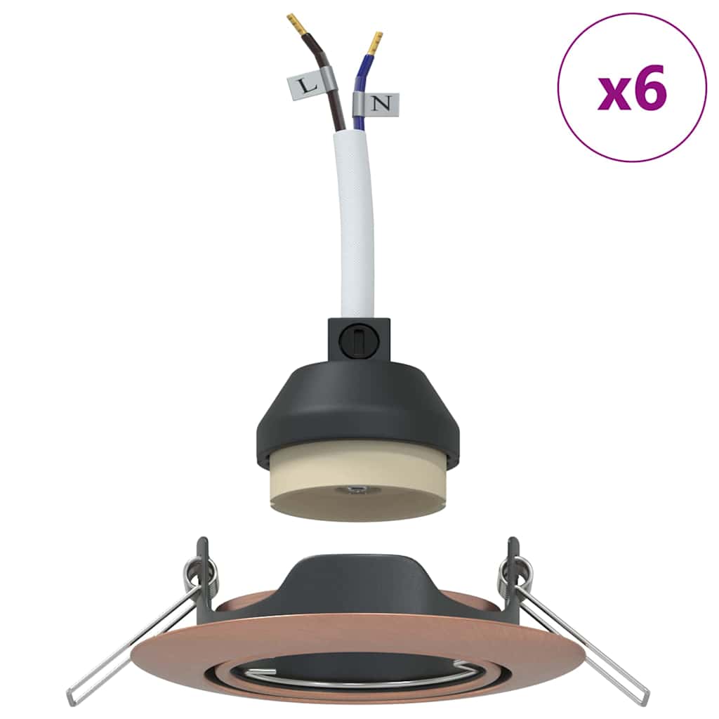 Spotlight 6 pcs Kobber 9 x 9 x 2.5 cm Metall