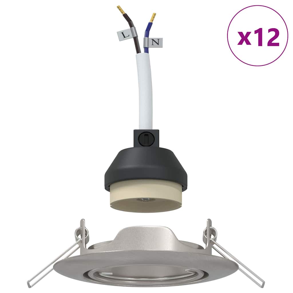 Spotlights med søkelys 12 pcs sølv 9 x 9 cm Metall