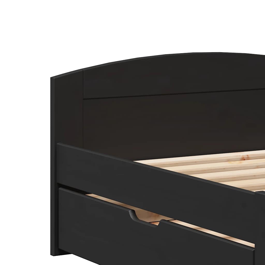 Dagseng med 2 skuffer uten madrass IRUN svart 90x200 cm