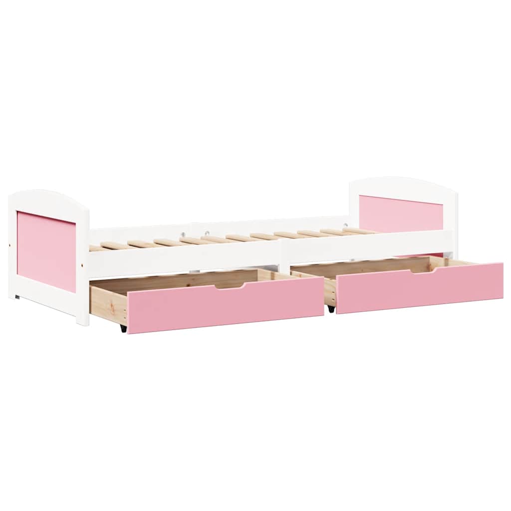Dagseng med 2 skuffer uten madrass IRUN hvit&rosa 90x200 cm