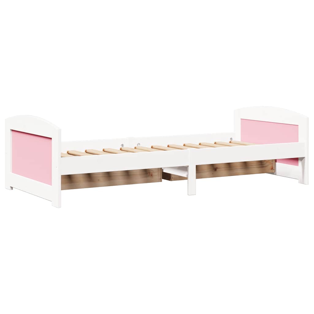 Dagseng med 2 skuffer uten madrass IRUN hvit&rosa 90x200 cm