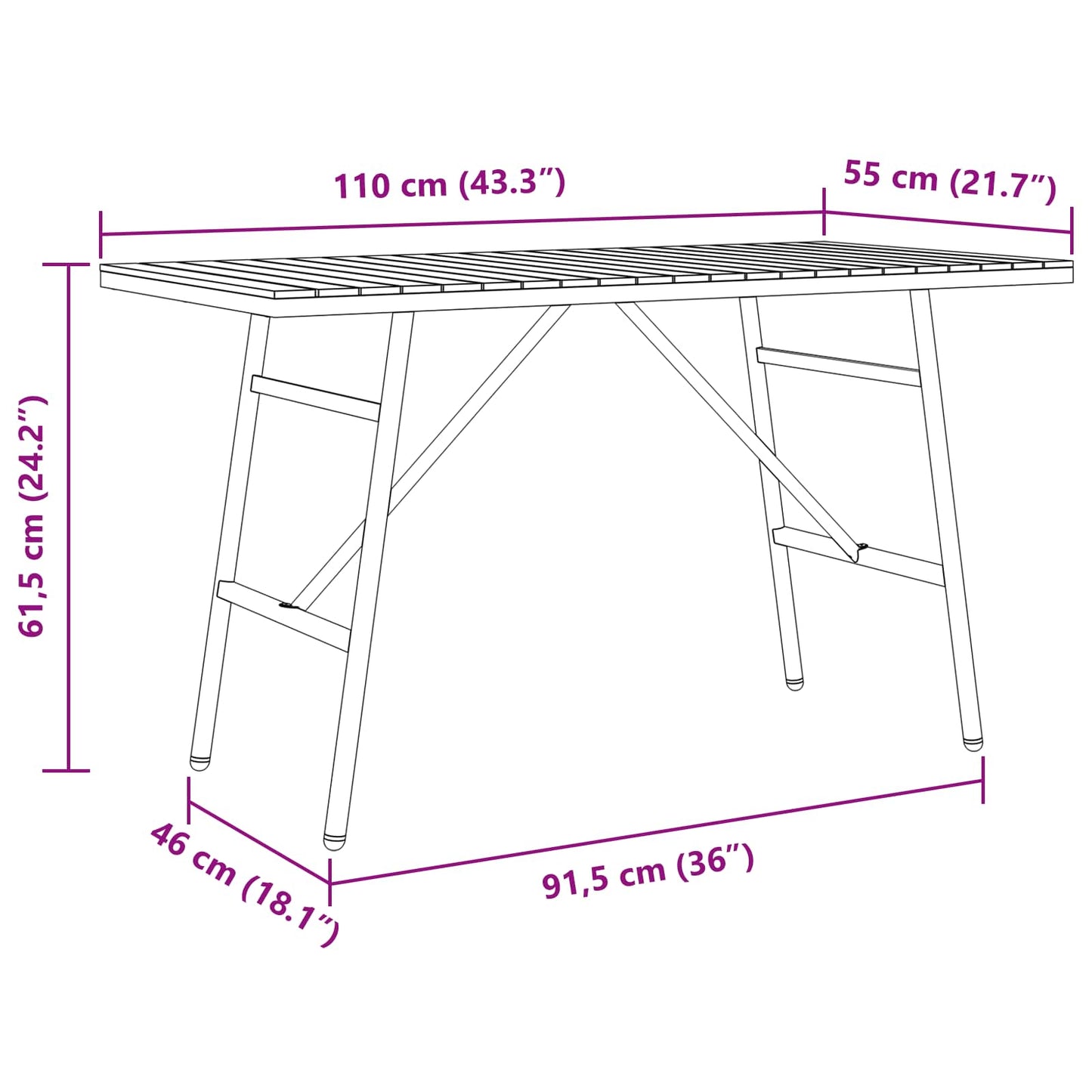 Spisebord Brun 110 x 55 x 61,5 cm Solid akasietre