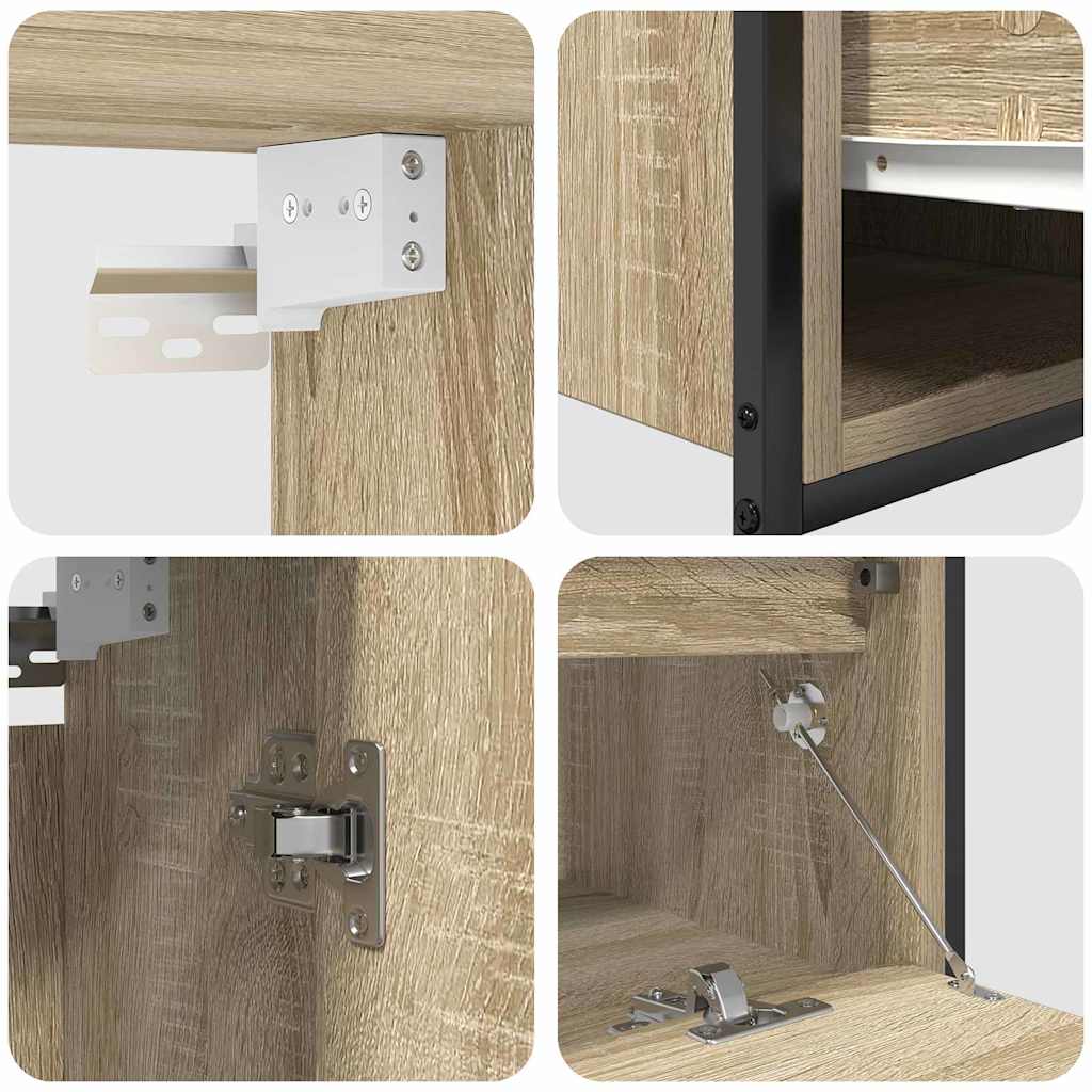 Baderomsinnredningssett med hylle 5 pcs Beige Konstruert tre