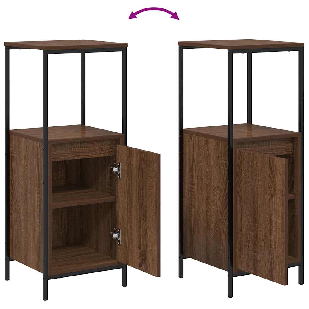 Baderomsinnredningssett med hylle 3 pcs Brun eik og svart