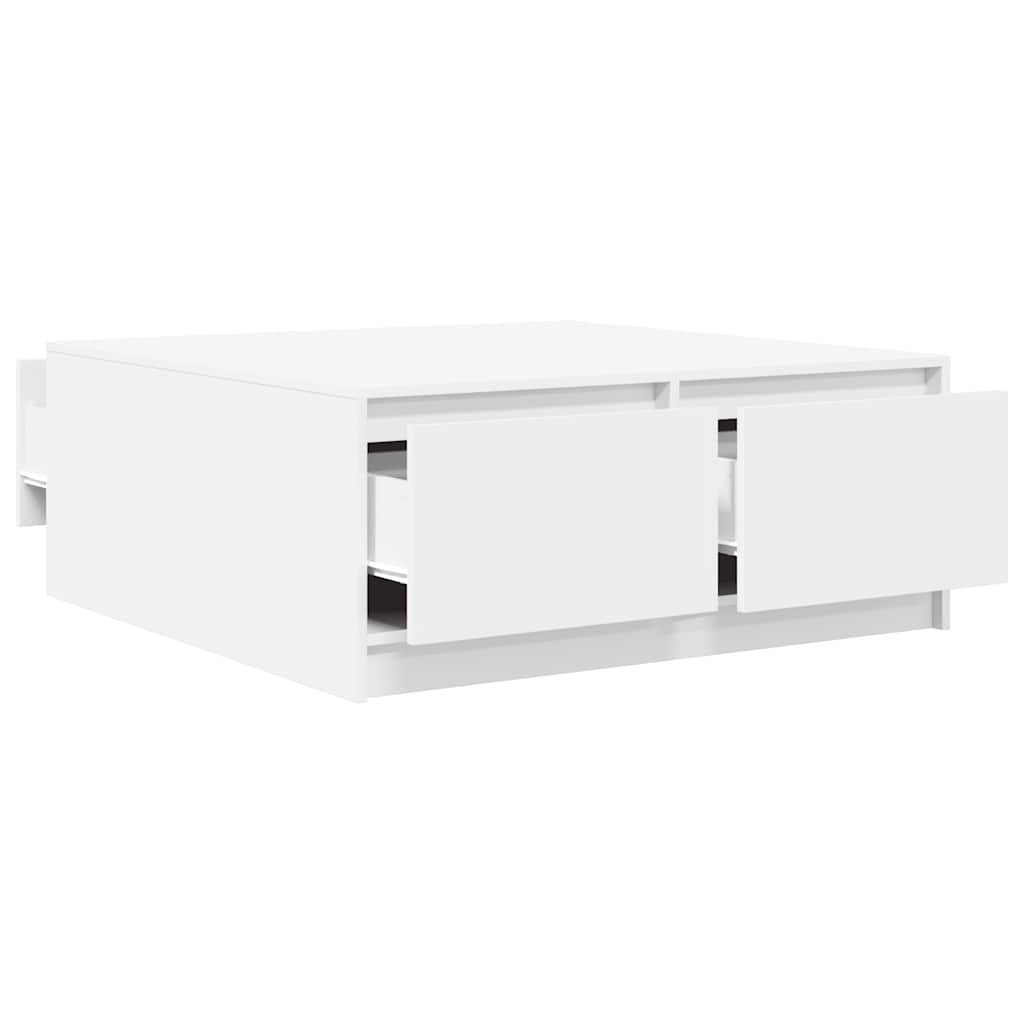 Salongbord med skuffer hvit 100x100x40 cm
