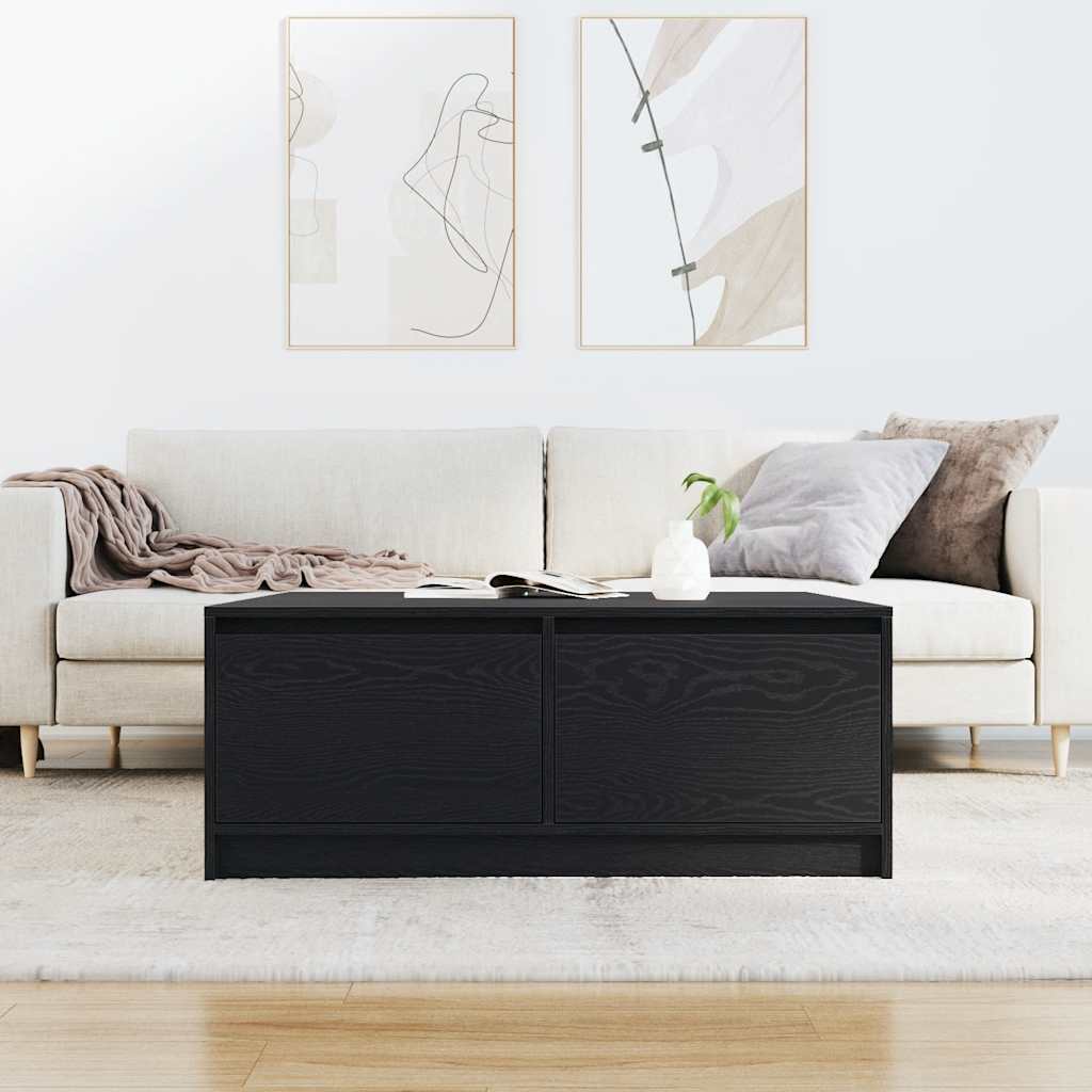 Salongbord med skuffer svart eik 100x100x40 cm
